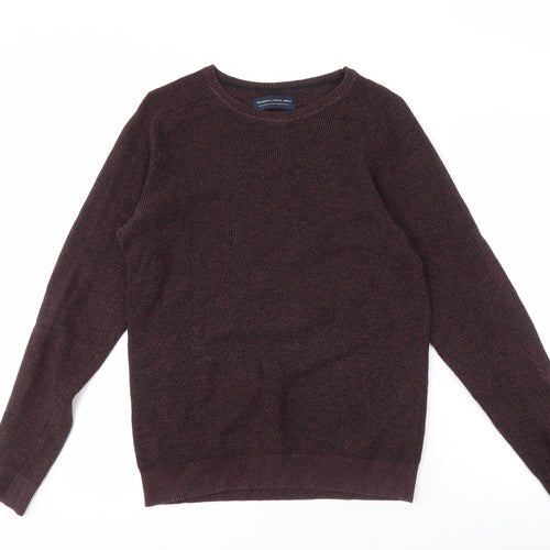 Jack & Jones Men's Brown Pullover Jumper M Wool Crew Neck