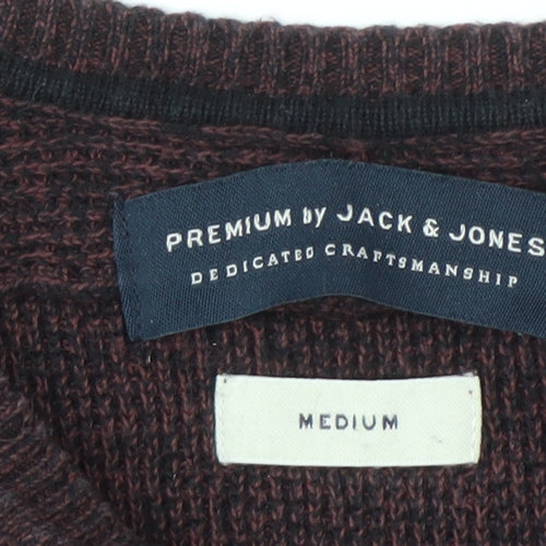 Jack & Jones Men's Brown Pullover Jumper M Wool Crew Neck