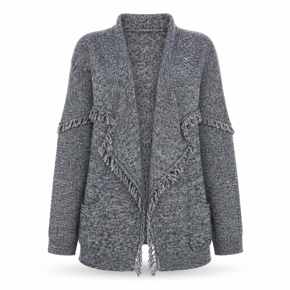 Front view of Laura Ashley Women's Grey Sleeveless Cardigan S