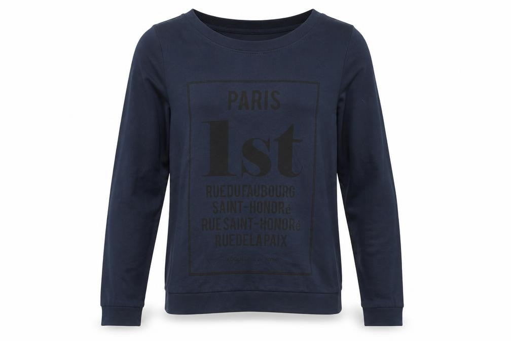 Front view of Jacqueline de Yong Blue Graphic Sweatshirt M unisex