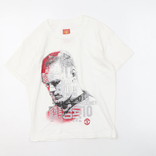 Manchester United Boys White Graphic T-Shirt 7-8 Years