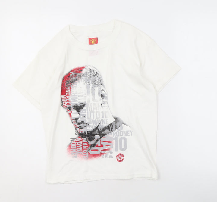 Manchester United Boys White Graphic T-Shirt 7-8 Years