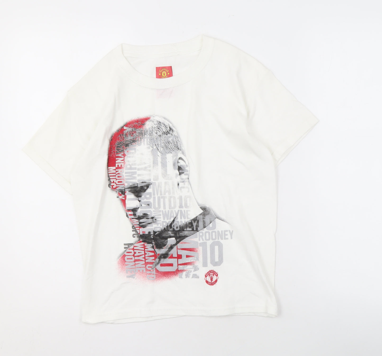 Manchester United Boys White Graphic T-Shirt 7-8 Years