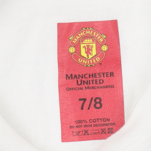 Manchester United Boys White Graphic T-Shirt 7-8 Years