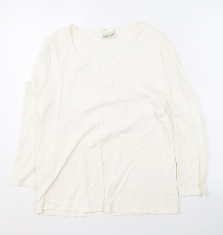 Eastex Ivory Round Neck Long Sleeve Top for Women