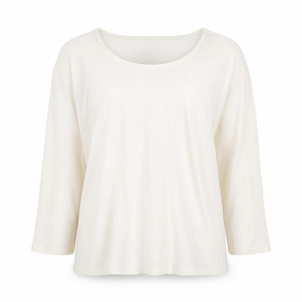 Eastex Ivory Round Neck Long Sleeve Top for Women