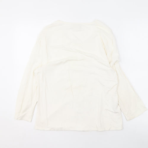 Eastex Ivory Round Neck Long Sleeve Top for Women