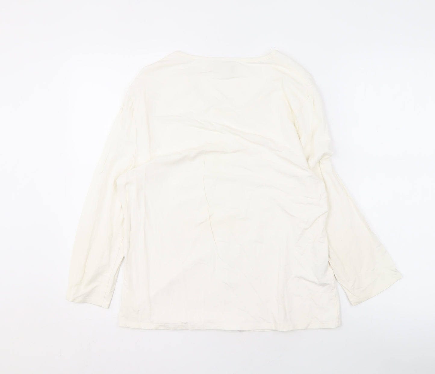 Eastex Ivory Round Neck Long Sleeve Top for Women