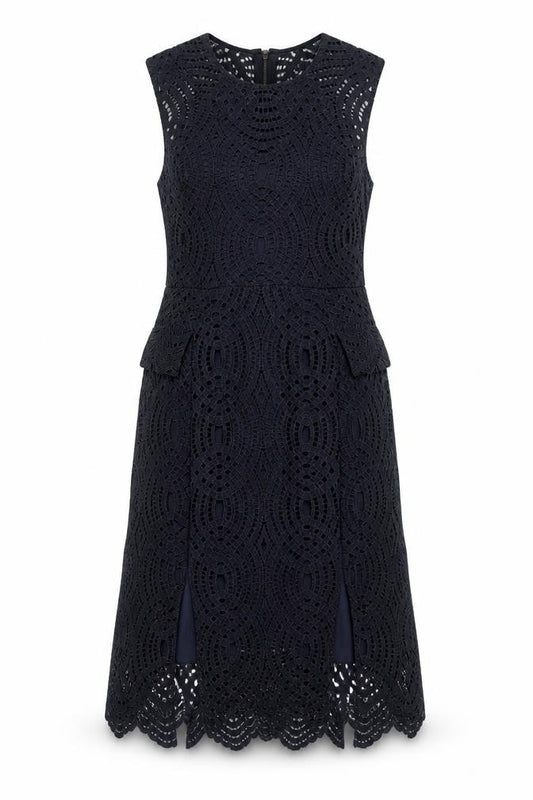 Whistles Women's Black A-Line Lace Dress Size 10