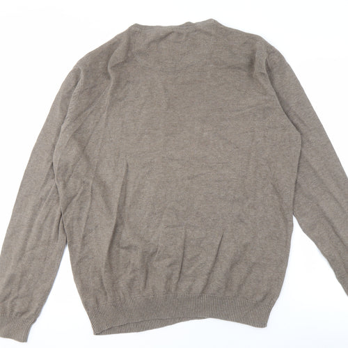 Jeff Banks Men's Brown V-Neck Cotton Pullover L