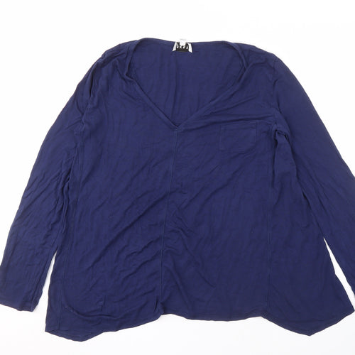 DKNY Women's Blue Long Sleeve V-Neck T-Shirt