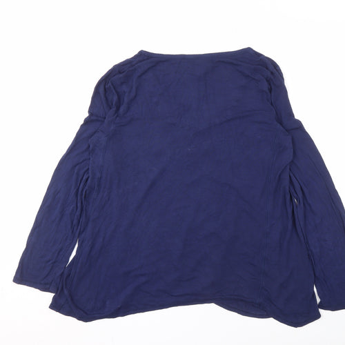 DKNY Women's Blue Long Sleeve V-Neck T-Shirt