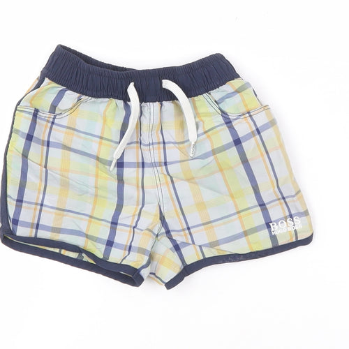 BOSS Boys Multicoloured Plaid Shorts 12M Elastic Waist