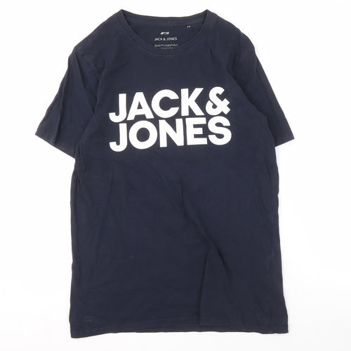 Jack & Jones Men's Blue Crew Neck T-Shirt, Size M