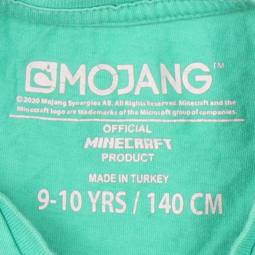 Minecraft Boys Green Graphic T-Shirt 10 Years Sequin Logo
