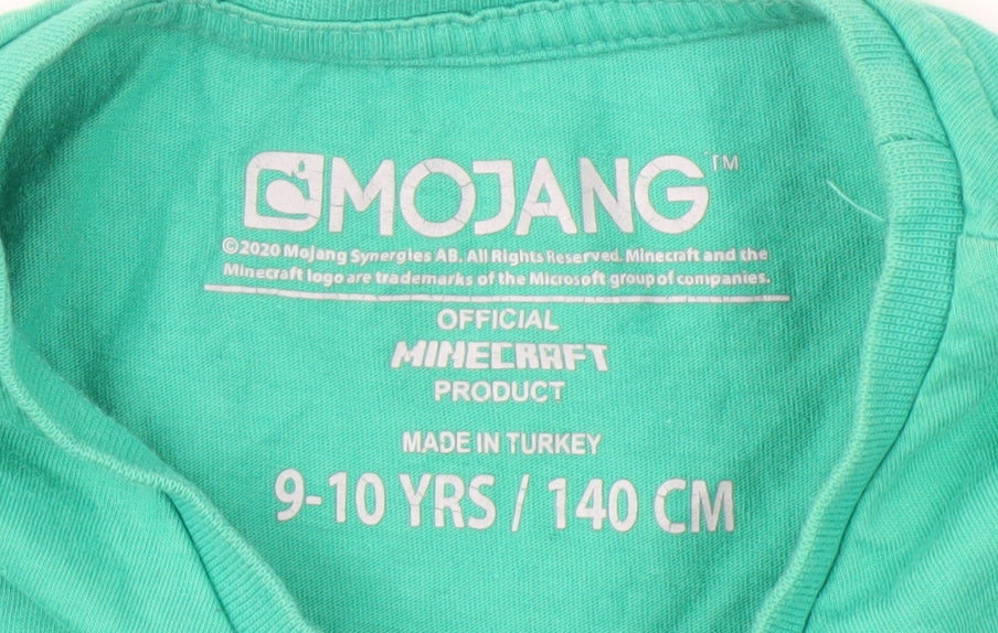 Minecraft Boys Green Graphic T-Shirt 10 Years Sequin Logo