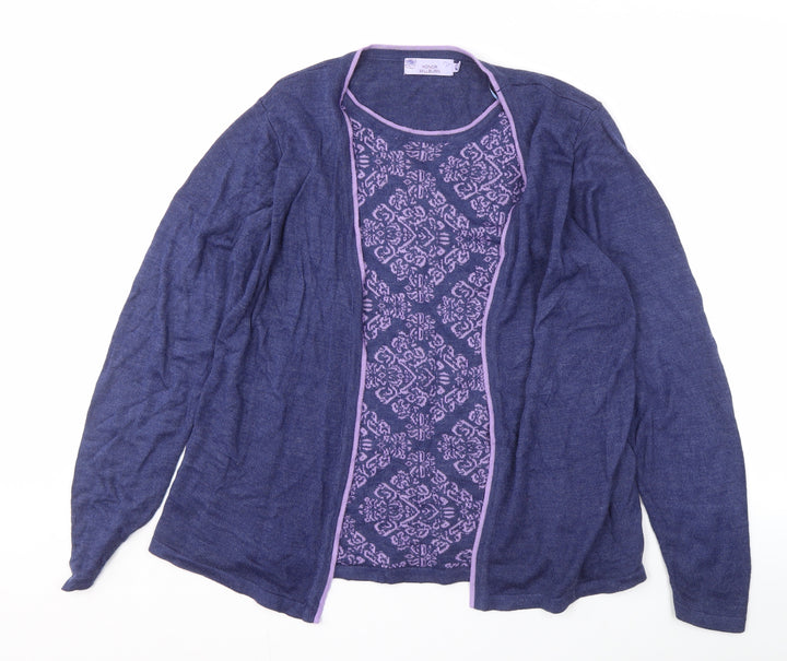 Honor Millburn Women's Blue Geometric Cardigan L