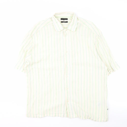 Ted Baker Men Ivory Striped Regular Fit Shirt