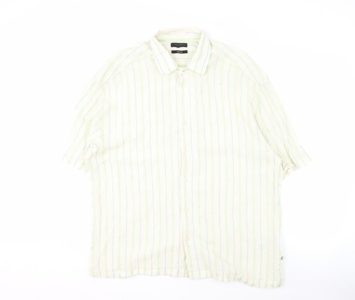 Ted Baker Men Ivory Striped Regular Fit Shirt