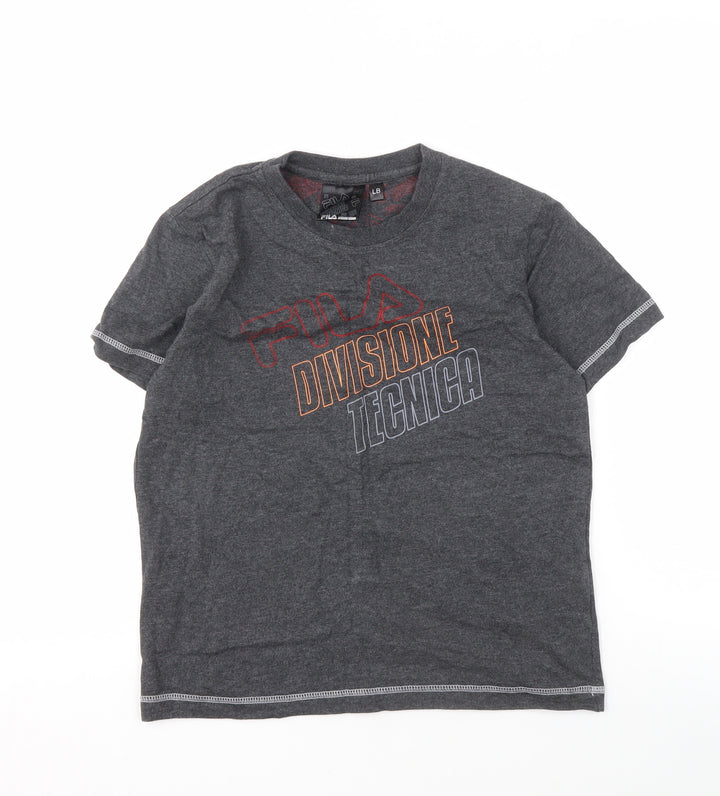 Fila Boys Grey Logo T-Shirt, Short Sleeve, Size L