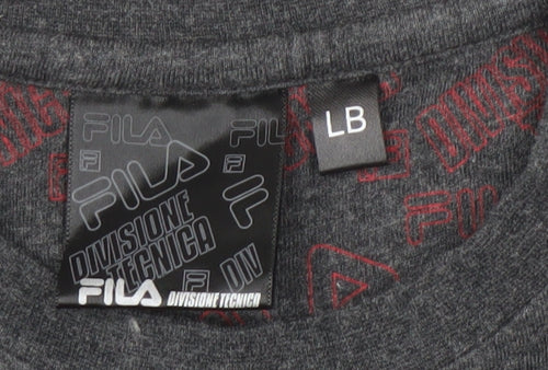 Fila Boys Grey Logo T-Shirt, Short Sleeve, Size L