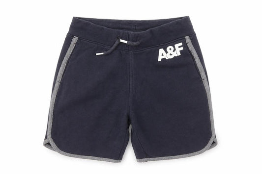 Front view of Abercrombie & Fitch Kids girls’ blue athletic shorts, size 5-6, years