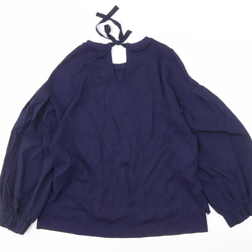 Jaeger Women's Navy Balloon Sleeve Blouse Size 10