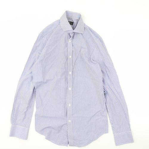 Jeff Banks Men's Blue Striped Shirt, 14.5, Regular Fit