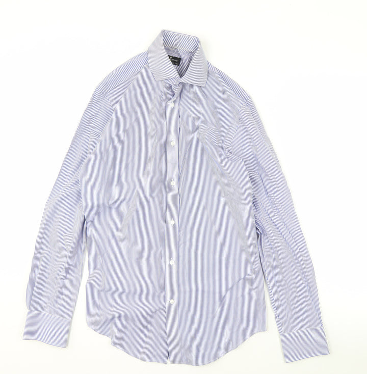 Jeff Banks Men's Blue Striped Shirt, 14.5, Regular Fit