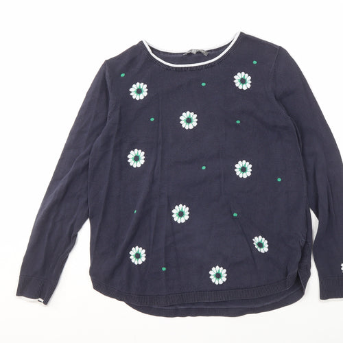 Laura Ashley Women's Blue Floral Pullover Jumper Size 12