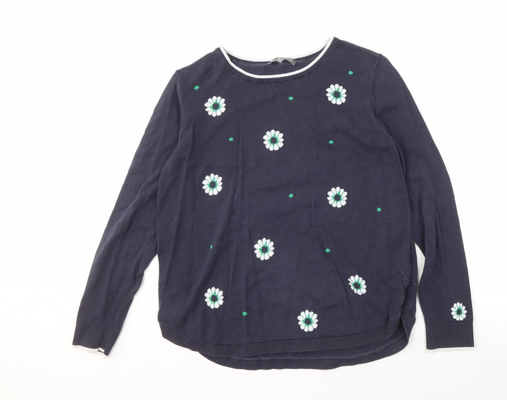 Laura Ashley Women's Blue Floral Pullover Jumper Size 12