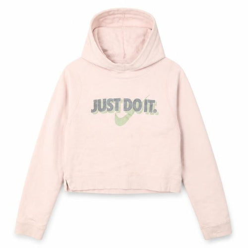 Nike Girls Pink Pullover Hoodie M with Logo Sports Chic