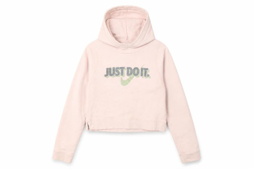 Nike Girls Pink Pullover Hoodie M with Logo Sports Chic