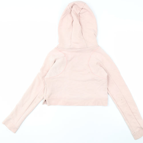 Nike Girls Pink Pullover Hoodie M with Logo Sports Chic