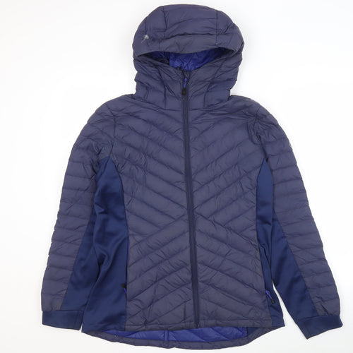 North Ridge Women's Blue Puffer Jacket Size 14, Hooded Quilted