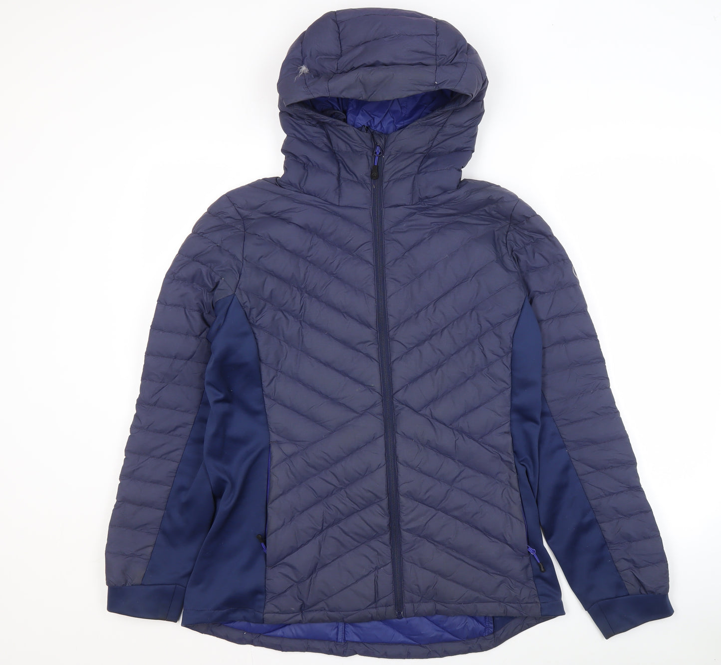 North Ridge Women's Blue Puffer Jacket Size 14, Hooded Quilted