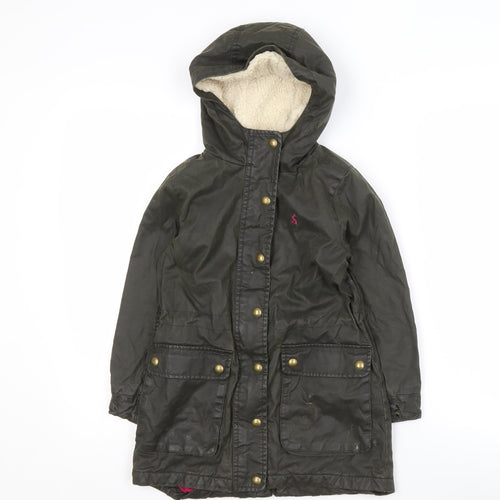 Joules Girls' Green Parka Coat, Size 6, Hooded Winter Jacket