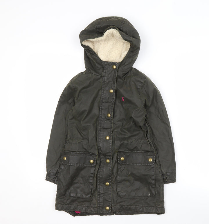 Joules Girls' Green Parka Coat, Size 6, Hooded Winter Jacket