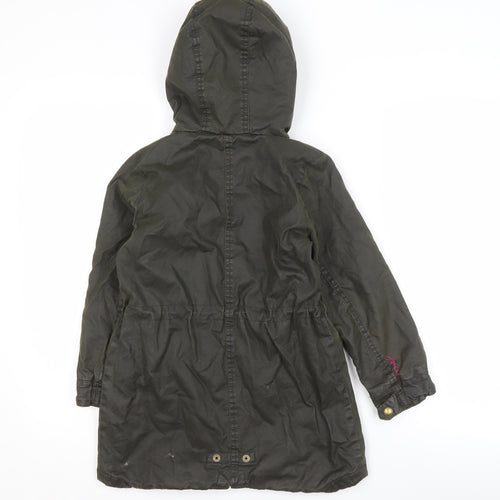 Joules Girls' Green Parka Coat, Size 6, Hooded Winter Jacket