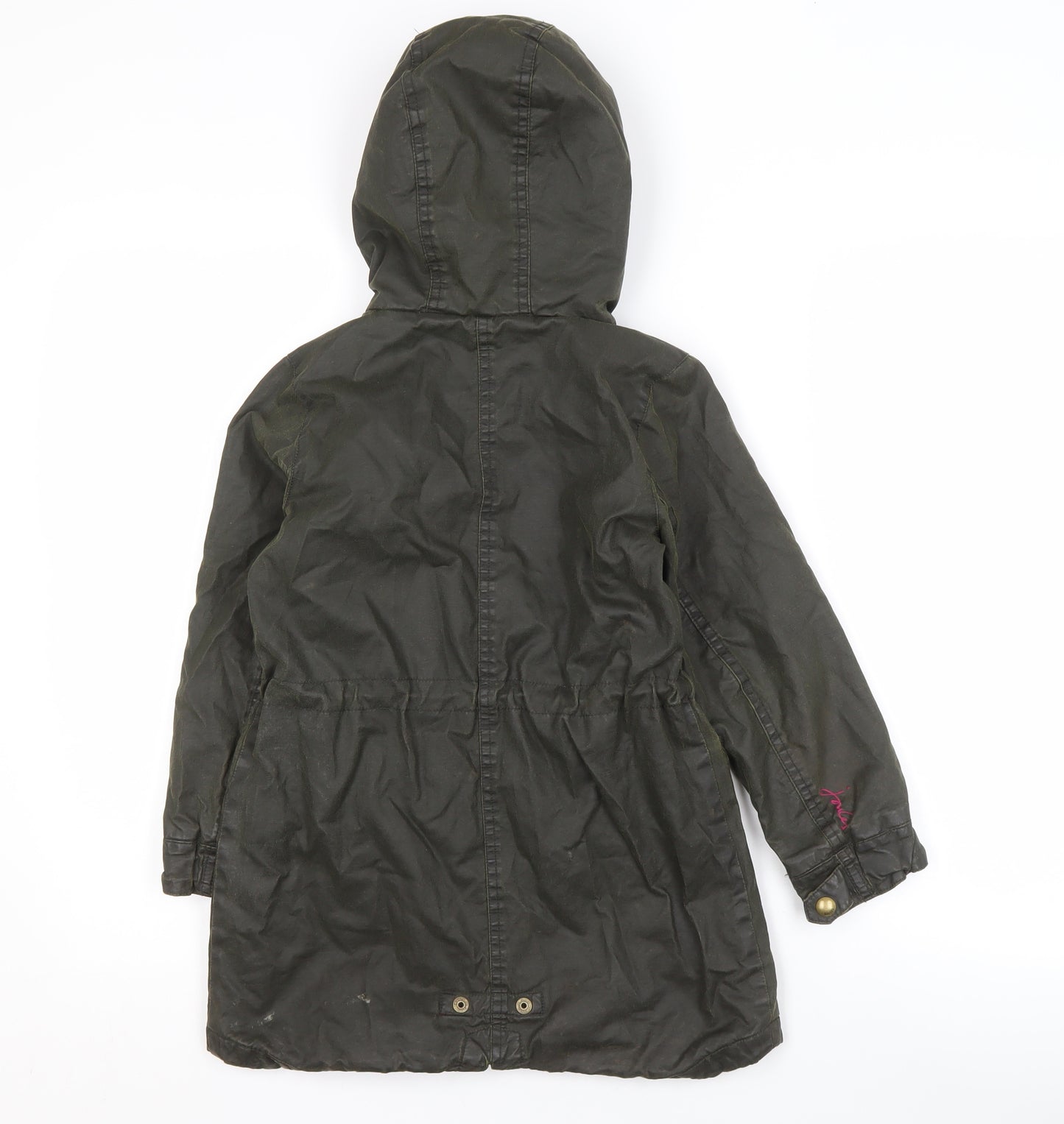 Joules Girls' Green Parka Coat, Size 6, Hooded Winter Jacket