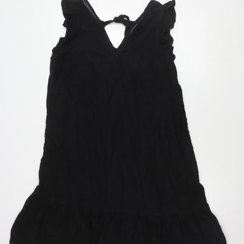 Next Women's Black Linen V-Neck Sleeveless Dress