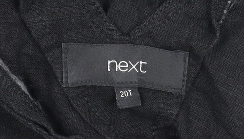 Next Women's Black Linen V-Neck Sleeveless Dress