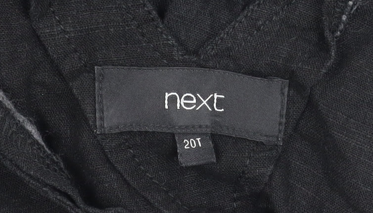 Next Women's Black Linen V-Neck Sleeveless Dress