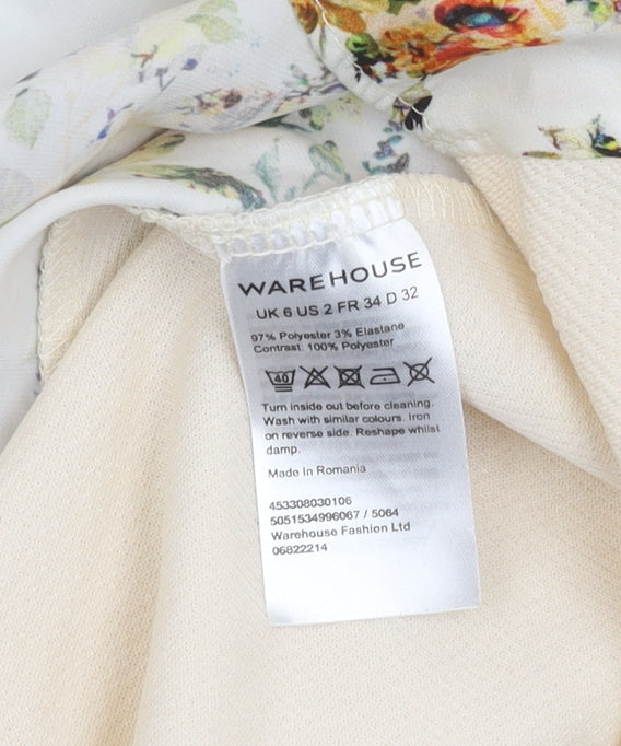 Warehouse Women's Multicoloured Floral Top UK 6