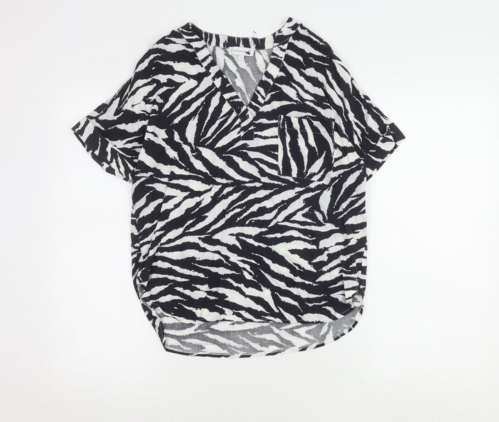 Warehouse Women's V-Neck Animal Print Top UK 6