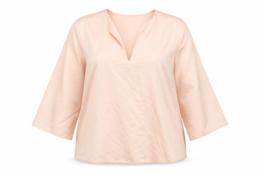 Marks and Spencer Women's Pink Blush Autograph 3/4 Sleeve V-Neck Blouse