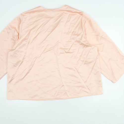 Marks and Spencer Women's Pink Blush Autograph 3/4 Sleeve V-Neck Blouse