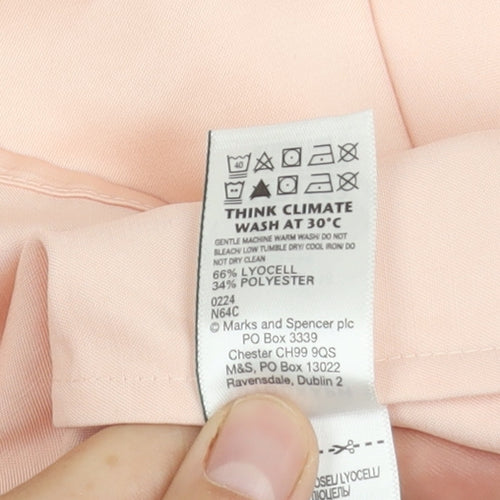 Marks and Spencer Women's Pink Blush Autograph 3/4 Sleeve V-Neck Blouse
