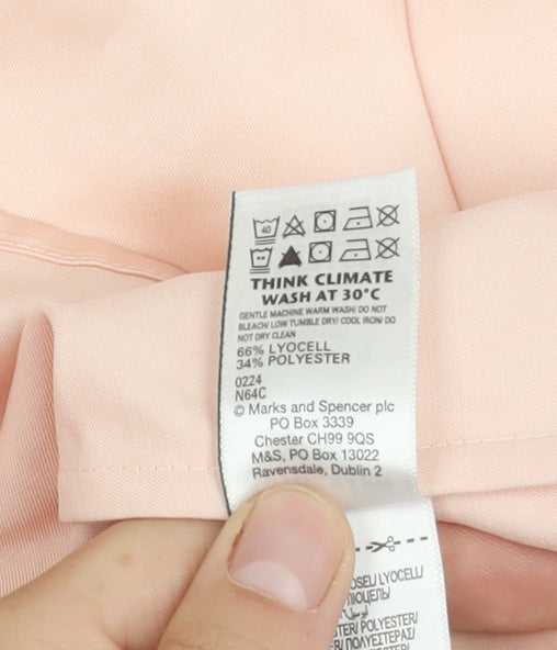 Marks and Spencer Women's Pink Blush Autograph 3/4 Sleeve V-Neck Blouse