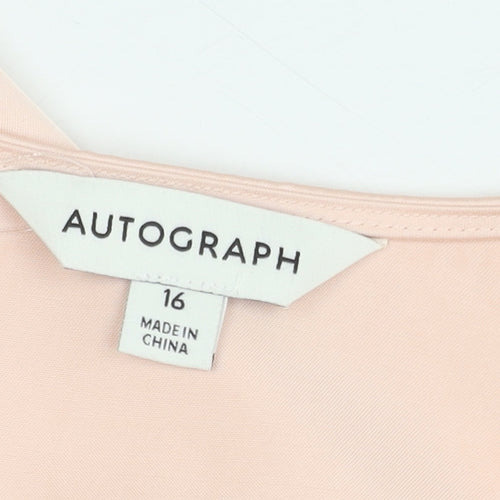 Marks and Spencer Women's Pink Blush Autograph 3/4 Sleeve V-Neck Blouse